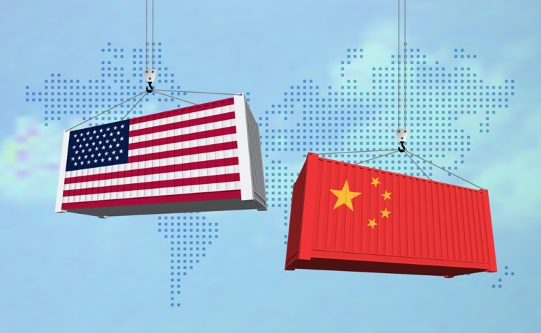 Containers with American and China Flag Containers with American and China Flag